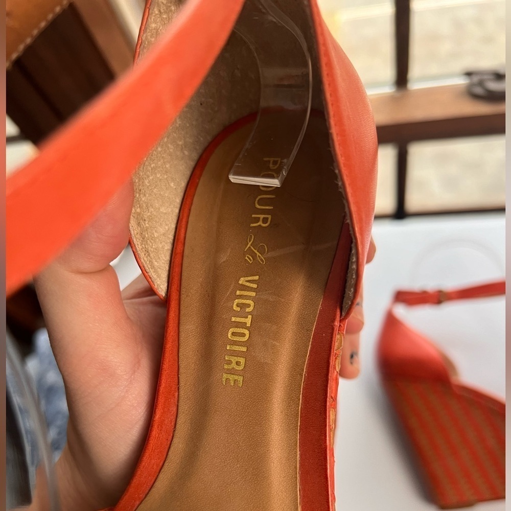 Pour La Victoire Women's Bonita Wedge Sandal size 7 orange woven platform - Picture 10 of 16